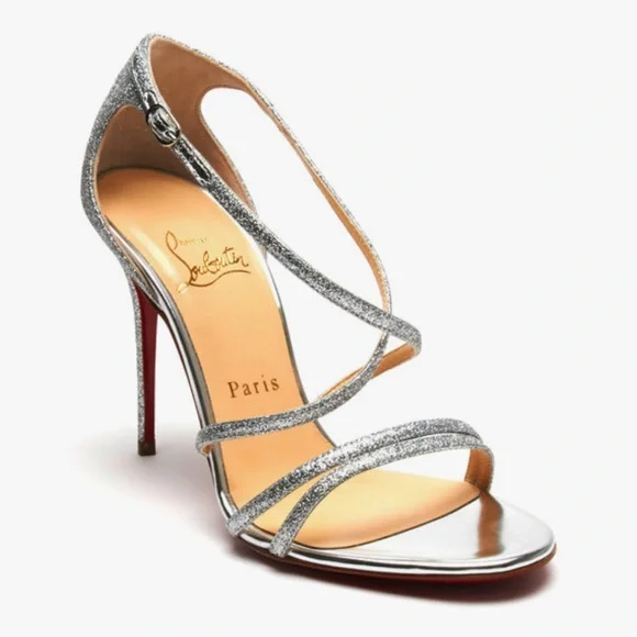 CHRISTIAN LOUBOUTIN Authentic Silver Strappy Sandals - Picture 2 of 15